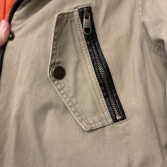 STEVE MADDEN Small Coat Khaki Beige Removable Hood Full Zip Warm EUC. Barn - Picture 4 of 12